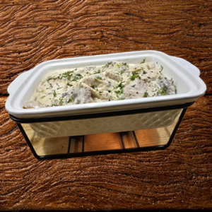 Язик телячий, філе індиче, філе куряче, вирізка свина, печериці у вершковому соусі