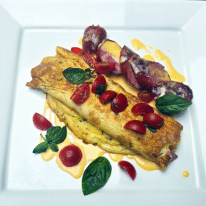 СИРНИЙ ОМЛЕТ З СОУСОМ ТА КОВБАСКАМИ